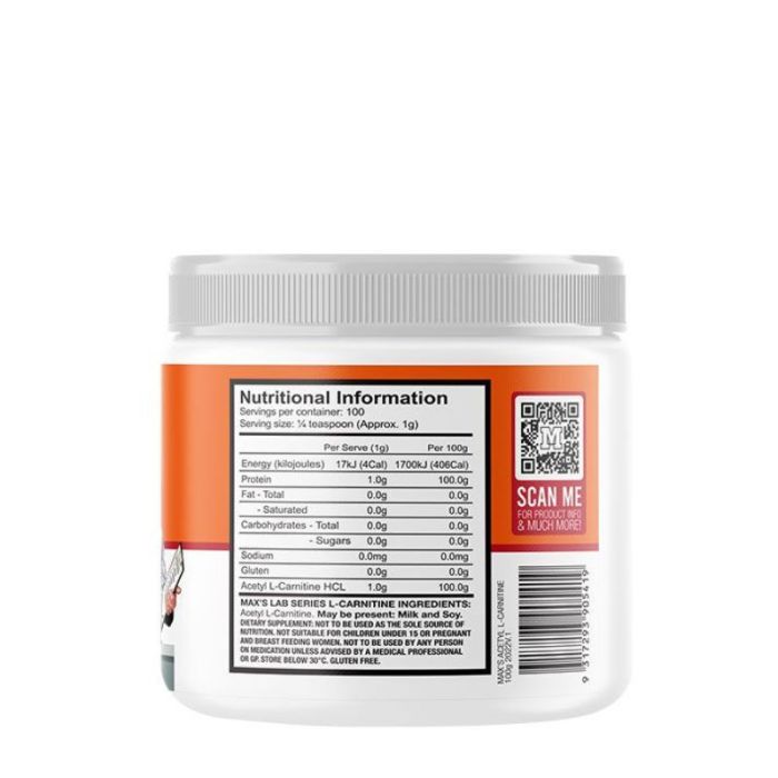 Maxs Lab Series Acetyl L-Carnitine 100g Unflavoured