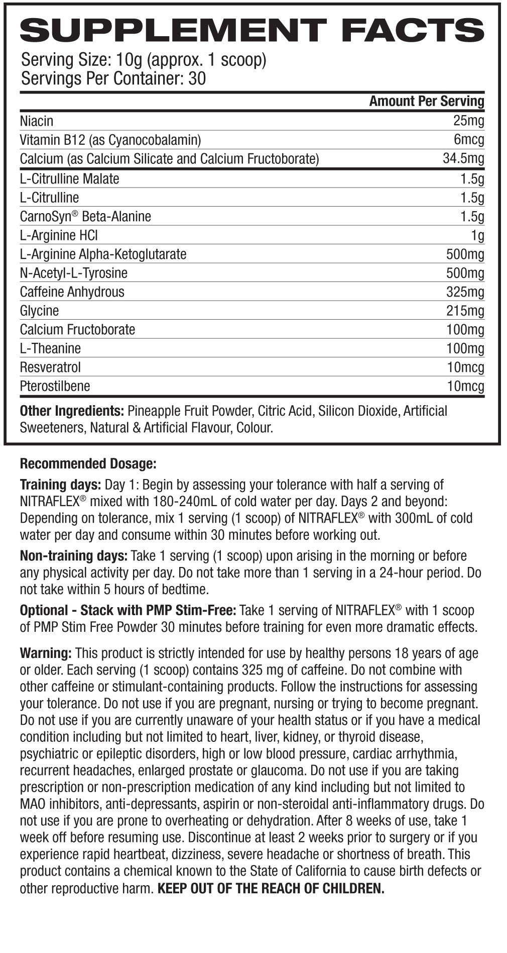 Nutritional Panel Nitraflex