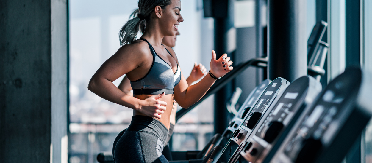 woman running on treadmill